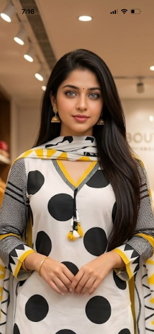 Polka Dots Print Farshi Salwar Set