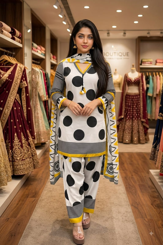 Polka Dots Print Farshi Salwar Set