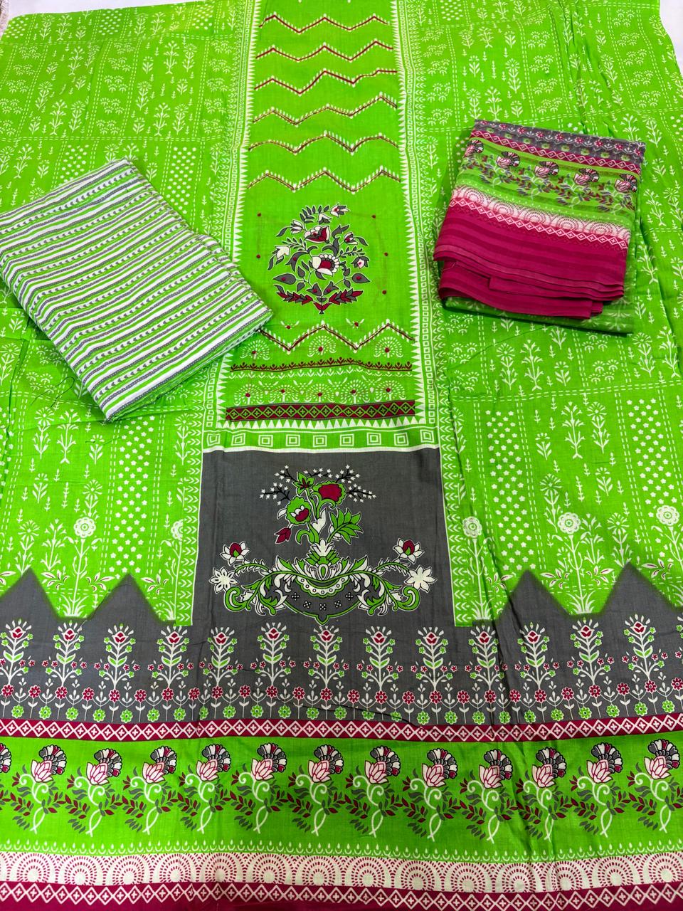 Rani Pink Cotton Digital Print Unstitched Dress