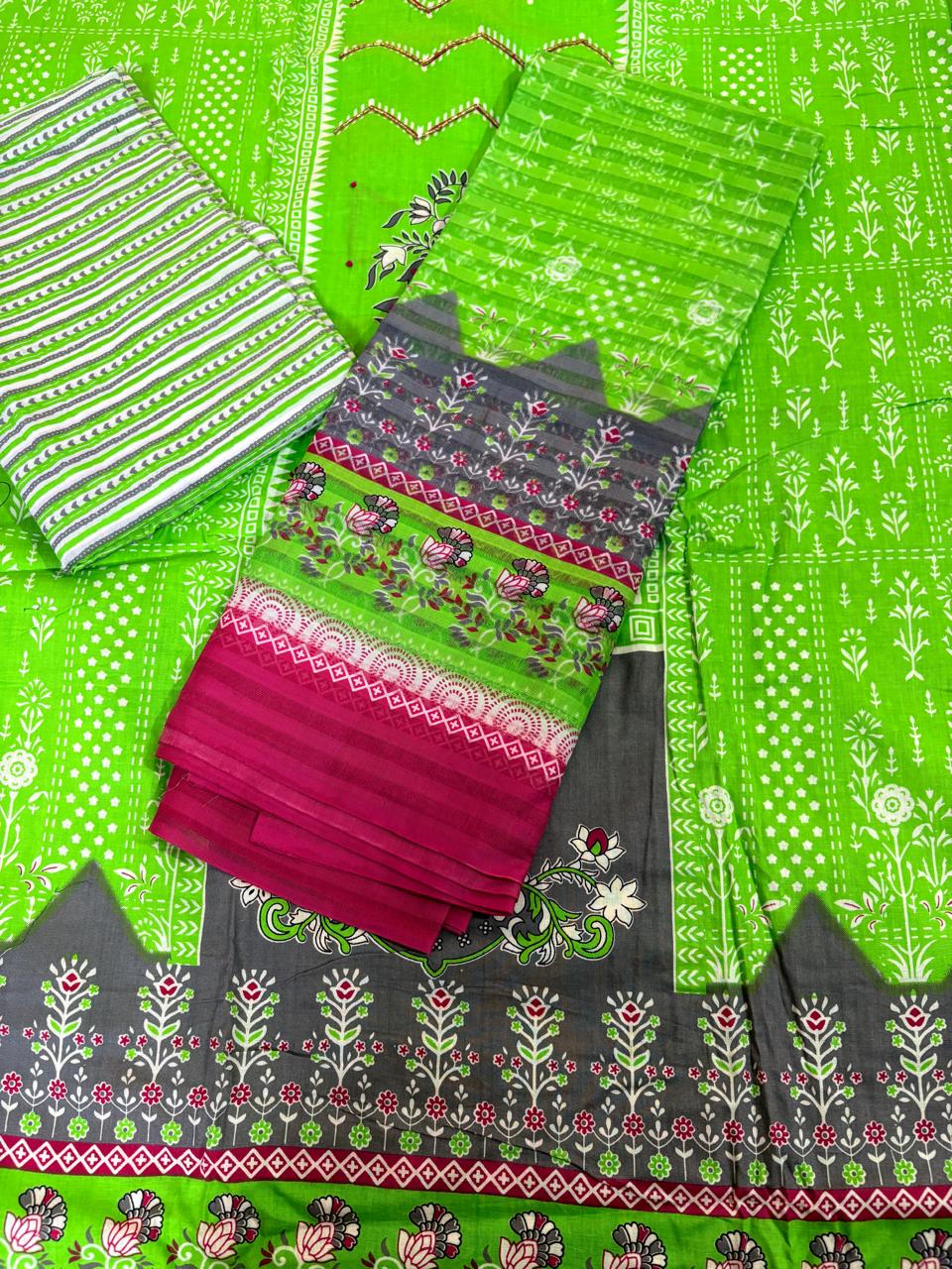 Rani Pink Cotton Digital Print Unstitched Dress