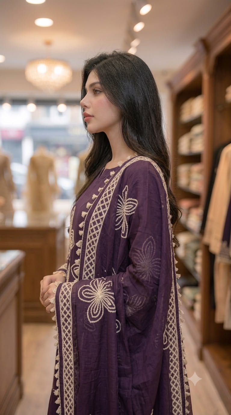 Cotton Silk All-Over Dori Work Unstitched Fabric