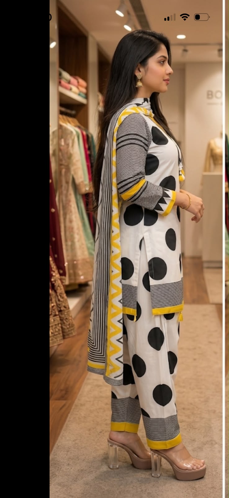 Polka Dots Print Farshi Salwar Set